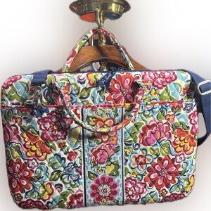 Vera Bradley Floral Laptop Bag with Blue Strap